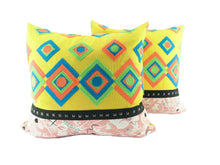 Load image into Gallery viewer, Vibrant Diamond, Pair of Pillows by Sarah Lois™ 20"x20"