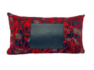Crimson Noir Leather, Pair of Pillows by Sarah Lois™                                12"x20"