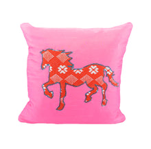 Load image into Gallery viewer, Silky Fuchsia Horse, Lucy and Bear™ by Sarah Lois™   16&quot;x16&quot;
